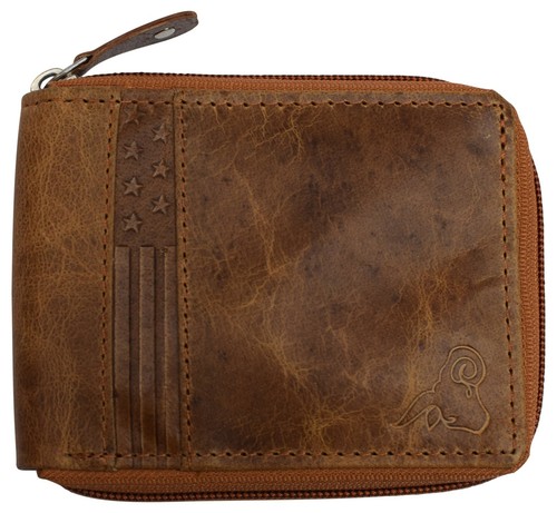 RFID Blocking Men's Zipper Genuine Leather Zip-Around ID Bifold Wallet RFID1256H - Picture 12 of 16