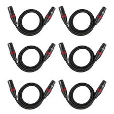 Rannsgeer 6 Pack 3 ft XLR Microphone Cable Male to Female R7203-P6