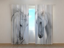 3D Photo Curtain Couple of White Horses Made to Measure