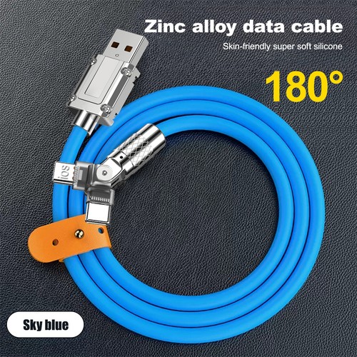 120W 2in1 Fast Charging Cable Type C IOS 180° Rotating Cable for iPhone Samsung - Zdjęcie 6 z 19