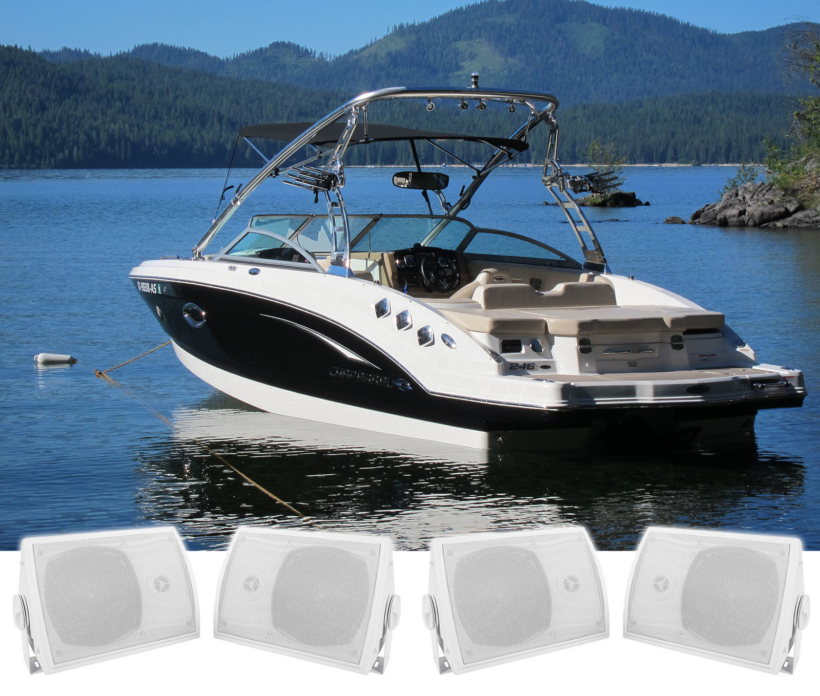 4 Морские коробчатые колонки Rockville HP5S 525 с поворотным кронштейном для лодок 15590₽