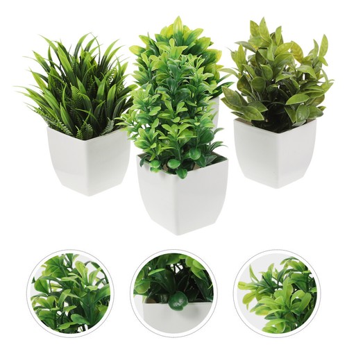 4 Piezas Decoración Artificial Maceta Planta Interior Macetas Escritorio Oficina - Imagen 1 de 12
