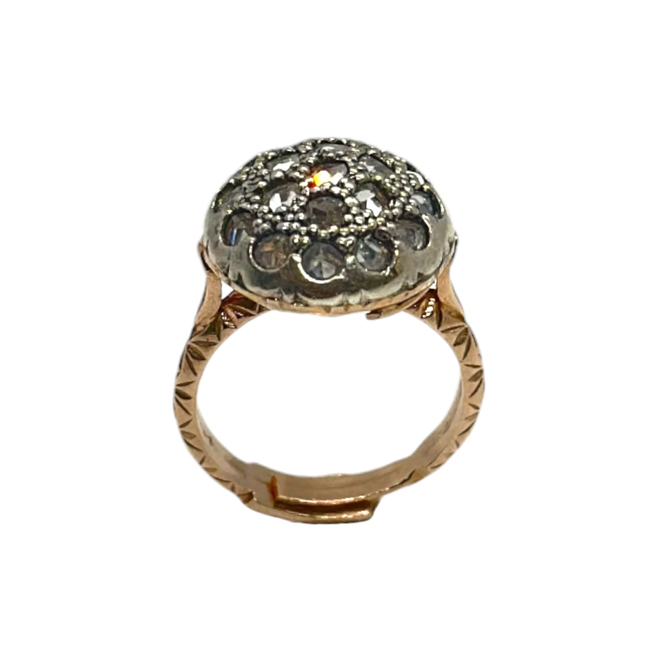 ANELLO TOPPA TONDA 1,5CM ARGENTO PLACCATO E ZIRCONI - Immagine 4 di 4