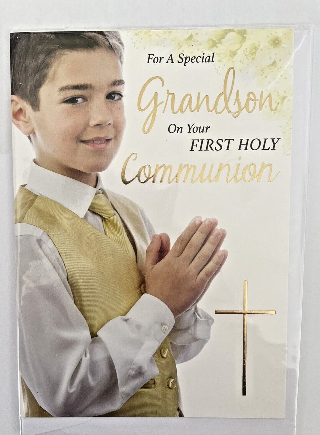 Special Grandson On Your 1st First Holy Communion Card  Boy Catholic