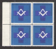 Freemasonry NO HELP WITHOUT YOUR HELP Block of 4 Masonic Seal Danmark MNH