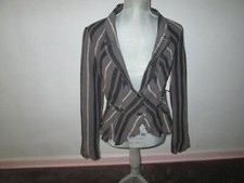 FREE PEOPLE F042J931 Charcoal Combo Stripe Yarn Dye Linen Blazer Sz 6 NWT- 128