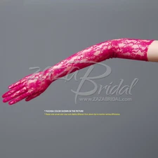 FLOWER PATTERN WOMEN'S LACE GLOVES - OPERA LENGTH, VARIOUS COLORS