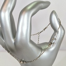 Anklet 925 Sterling Silver Bead Stations Bracelet Faceted Chain Adjustable