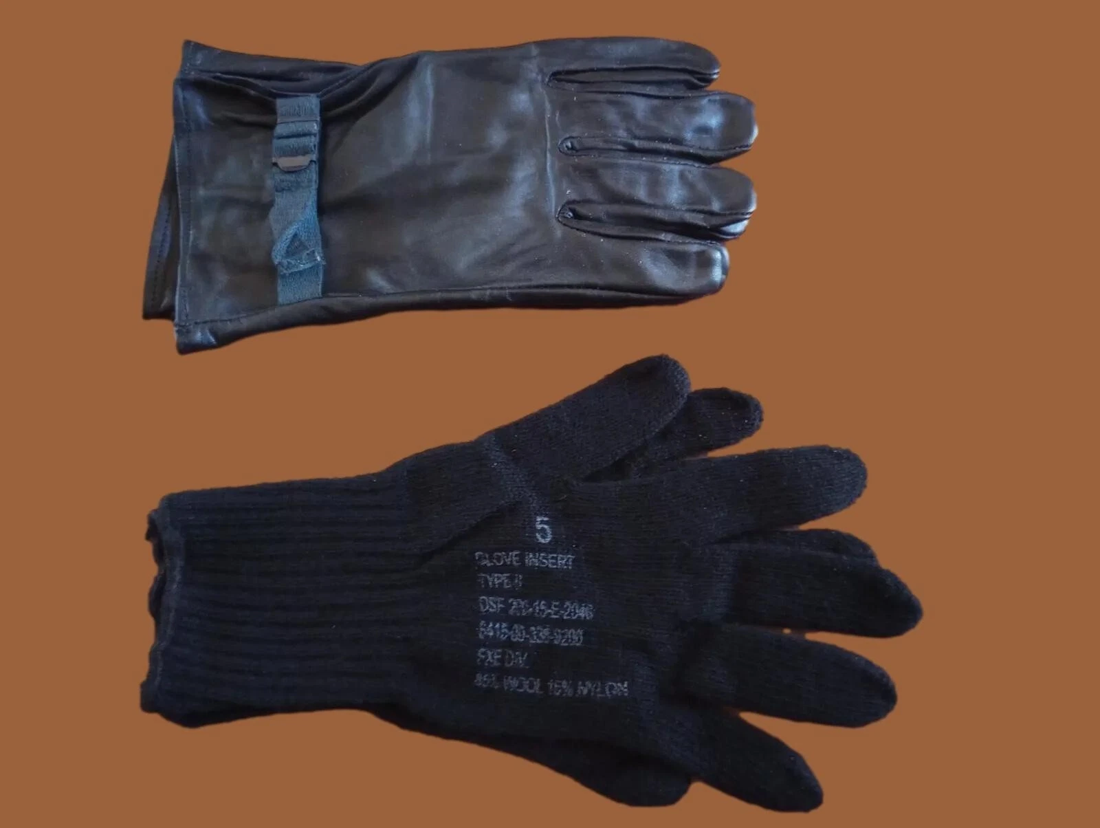 U.S MILITARY STYLE D-3A LEATHER GLOVES LIGHT WEIGHT SIZE 5 LARGE W/LINER