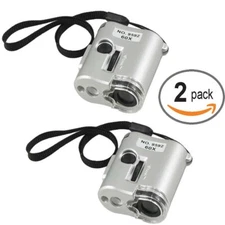 60X Magnifying Loupe Jewelry Jewelers Pocket Magnifier Loop Eye Glass LED 2Pcs
