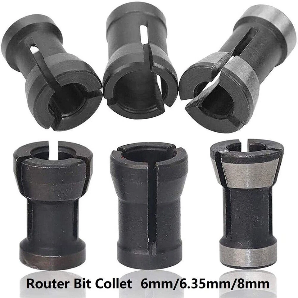 6mm 6.35mm 8mm Router Bit Extension Spare Collet Chuck DIY Adapter - Image 2 of 4