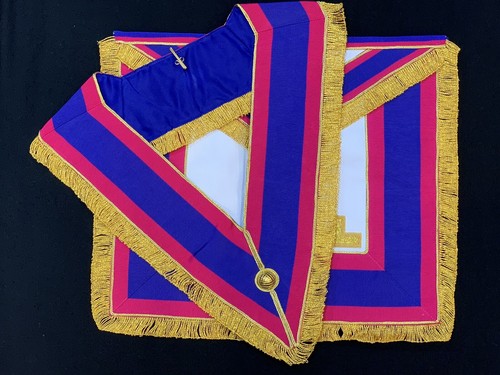 NEW Masonic Mark Provincial Full Dress Lambskin Leather Apron and Collar Set - Bild 3 von 3