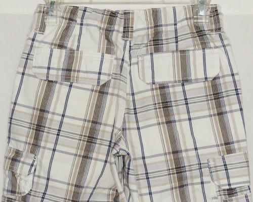 LEE Shorts Boys 12 Regular White Tan & Blue Plaid LOOSE Bottoms Kids 12 large - Picture 8 of 12