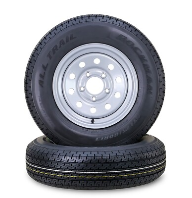 #ad #ad 2 ROCKMAN Trailer Tire Wheel ST175 80R13 6 Ply C 91M 5 Lug on 4.5quot; Silver Mod $164.79