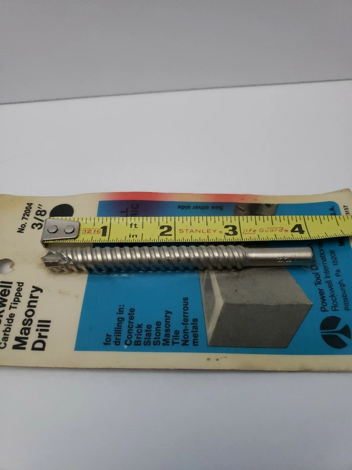 Broca de mampostería con punta de carburo Rockwell de 3/8" x 3" #72004 nueva de stock Foto 3 de 3