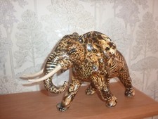 Superb Large Collage Bull Elephant With Tusks Animal Safari Print Excellent Cond