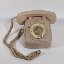 Vintage GTE Automatic Electric Model Rotary Telephone Mauve Tan Phone 