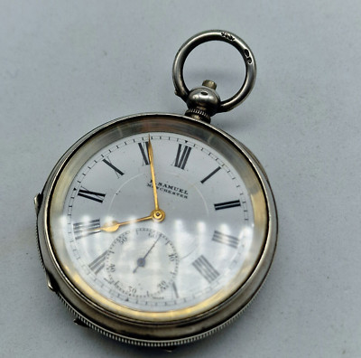 ANTIKE H.SAMUEL MANCHESTER MASSIV SILBER TASCHENUHR 53 MM. NUR ERSATZTEIL / U066