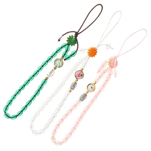 3 Pcs Mobile Phone Straps Daisy Pattern Beaded Charms Hanging Wrist - 第 12/12 張圖片
