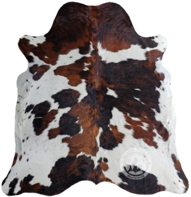 LUXURY COWHIDES Genuine Cowhide Rug Tricolor - Size 6x7’
