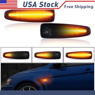 LED Fender Side Marker Turn Signal Light Smoke For Mitsubishi Lancer EVO 08-17 T