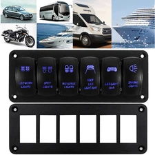 6- Way/Gang Rocker Switch Aluminum Alloy Panel Holder Housing For Auto Car Boat