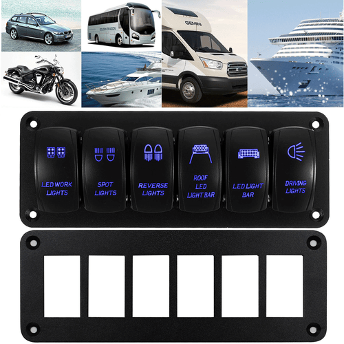 6- Way/Gang Rocker Switch Aluminum Alloy Panel Holder Housing For Auto Car Boat - Bild 1 von 12