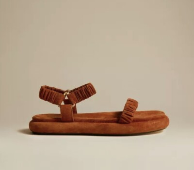 KHAITE Suede Puglia Sandals Caramel Suede Sz 7.5 / 37.5