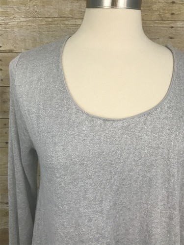 UMGEE Sz S Small Gray Short Sleeve Dress Tunic Blouse Lace Bottom Boho New - Picture 3 of 6