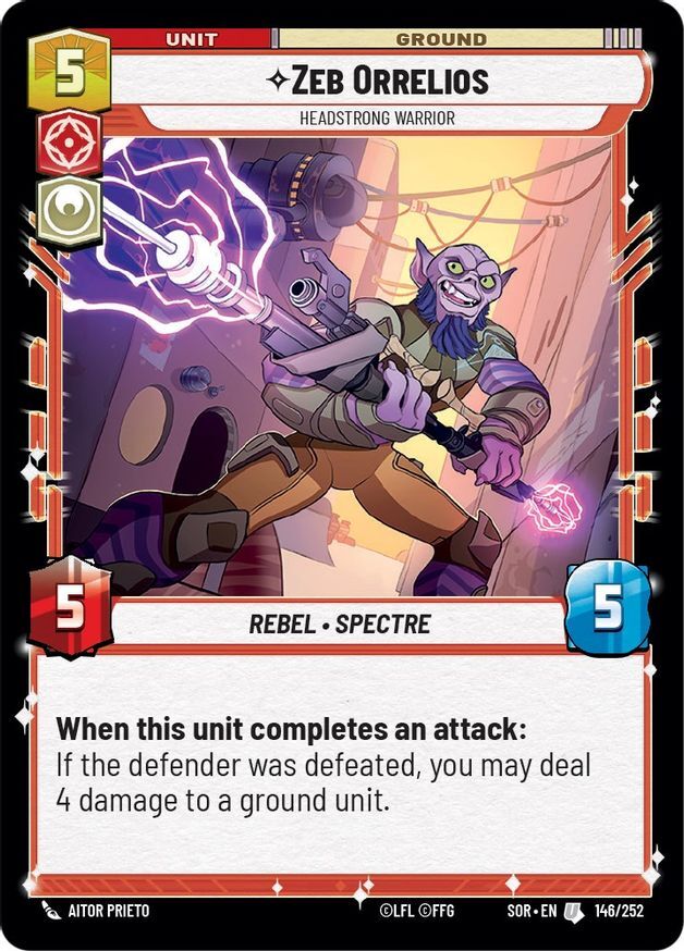 Star Wars Unlimited Zeb Orrelios (146/596) Spark of Rebellion LP