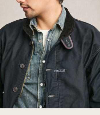アメリビンテージ CORDUROY COLLAR MILITARY COAT Men's Retro US Navy Deck Jacket Corduroy Collar Military
