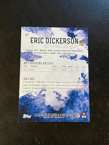 ERIC DICKERSON 2014 Topps Fire # 18 GREEN #d /99 - Picture 2 of 2