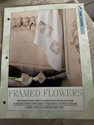 VINTAGE KREATIVE NADELN MUSTER GERAHMT BLUMEN HÄKELANLEITUNG IN NR 20 Baumwolle
