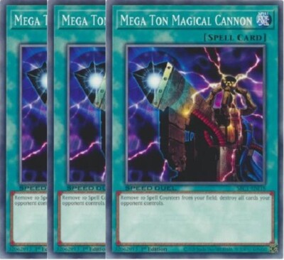 Yugioh - Mega Ton Magical Cannon x 3 - 1st Edition NM - Plus Free Holo Card