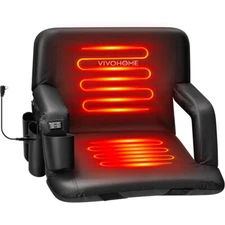 24.5'' Heated Stadium Seat Bleacher Chair w/ 12V 20W PD Fast Charging 3 Levels
