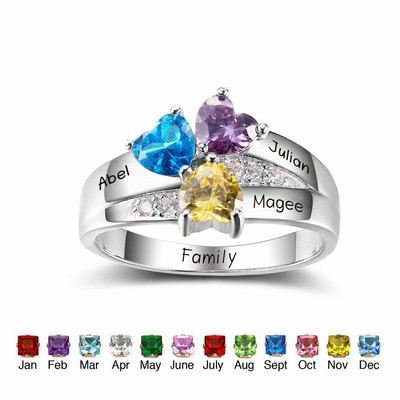 Mothers Ring Birthstone Sterling Silver 