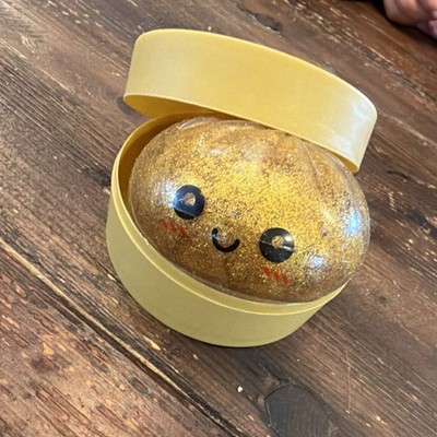 Gold Glitter Squeeze Ball Stress Reliever with Cute Face, Gel Plastic, 2-3 in