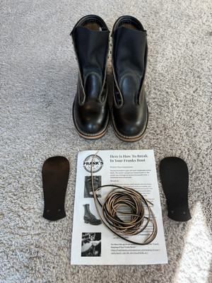 *Custom Brand New* Franks Boots HNW Black Waxed Flesh 9D