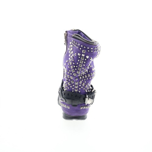 A.S. 98 Sid Womens Purple Leather Zipper Casual Dress Boots 3 - Picture 7 of 8