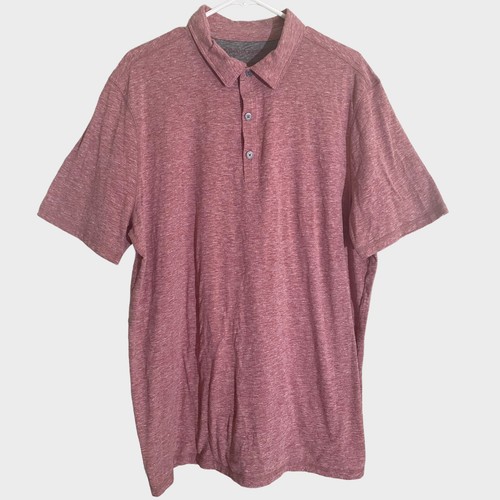 Banana Republic Mens XXL Tall Pink with Gray Short Sleeve Polo Shirt