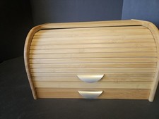 Natural Bamboo Roll Top Bread Box Kitchen w/D...