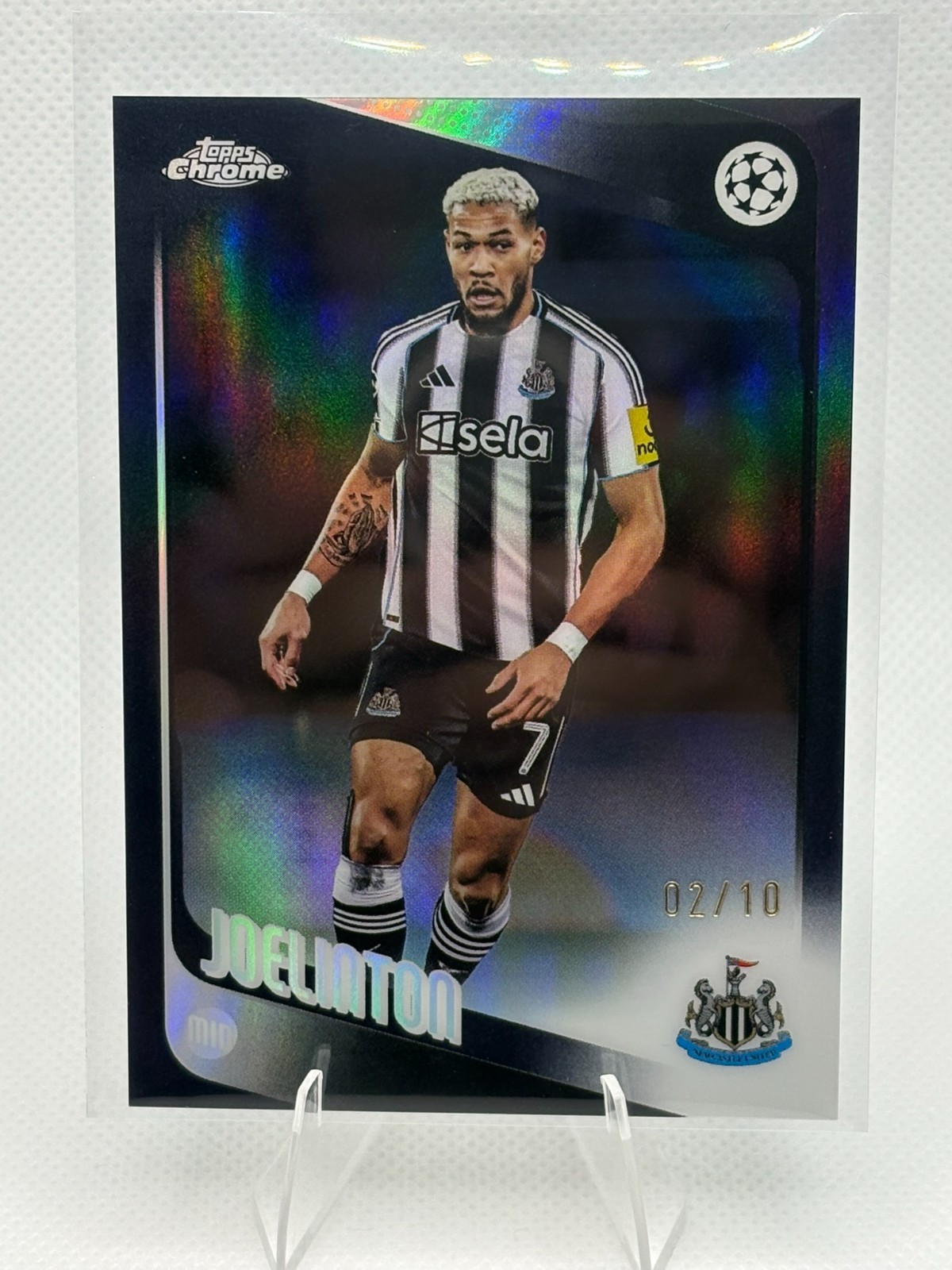 Joelinton Newcastle #23 2025-26 Topps Chrome UEFA True Black Refractor /10