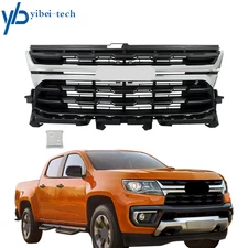 For Chevrolet Colorado 2021-2022 Chrome Front Upper Grill Bumper Grille Assembly
