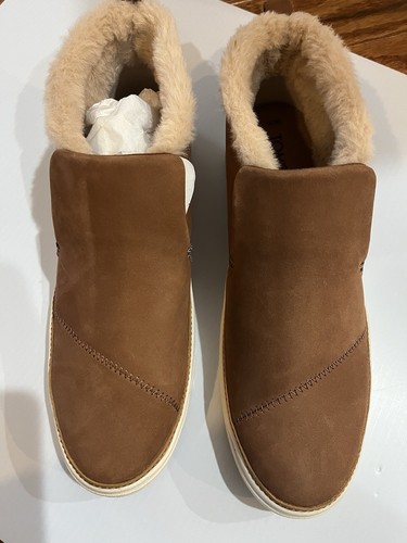Women’s Toms Size 10 Paxton Brown Suede Boot Faux Fur Leopard New Boots Slip On - Picture 2 of 11