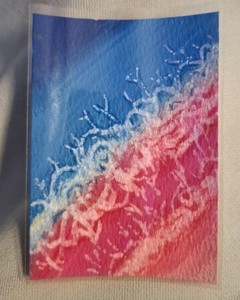 ACEO Original Art Card 2.5 x 3.5 Acrylic Marker Oceon Waves Beach chelsey93