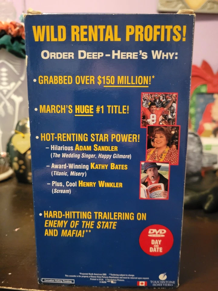 The Waterboy Demo Tape VHS (1998) Rare Promo Copy (Adam Sandler, Kathy Bates) - Image 2 of 4