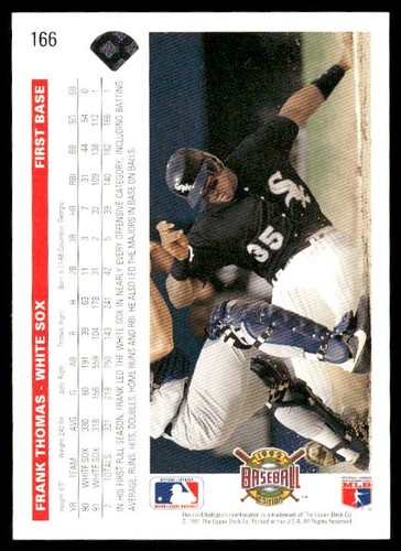 1992 Upper Deck #166 Frank Thomas NM - Picture 2 of 2
