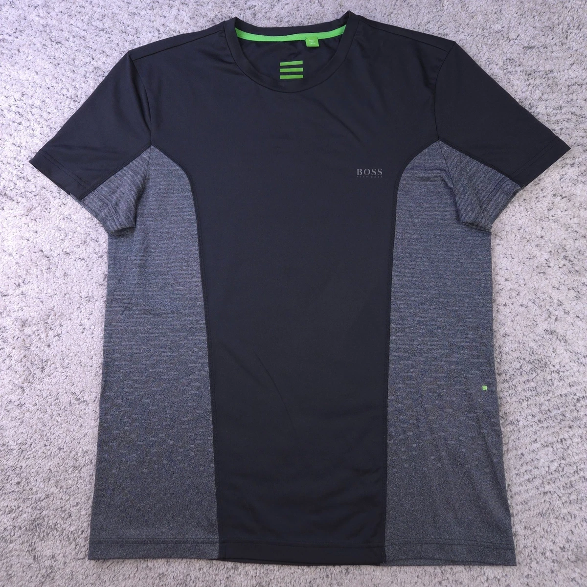 HUGO Playera de Manga Corta con Logotipo Estampado para Hombre, Negro, Small