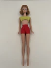 Vintage Barbie Midge Titian Hair Straight Leg Doll With Swimsuit Top Pak Shorts