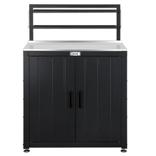 Feasto Garden Potting Bench with Storage Cabinet with Elevated Rack